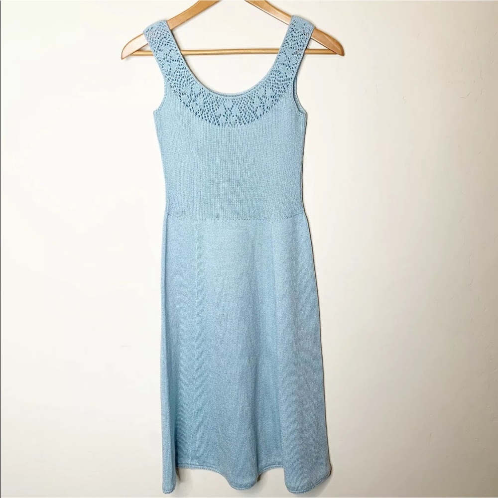 Vintage St John Knits Dress Light Blue 1970s Small